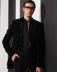 Black Tassels Embellished Velvet Jacket