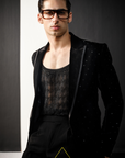 Black Scattered Cutdana Jacket