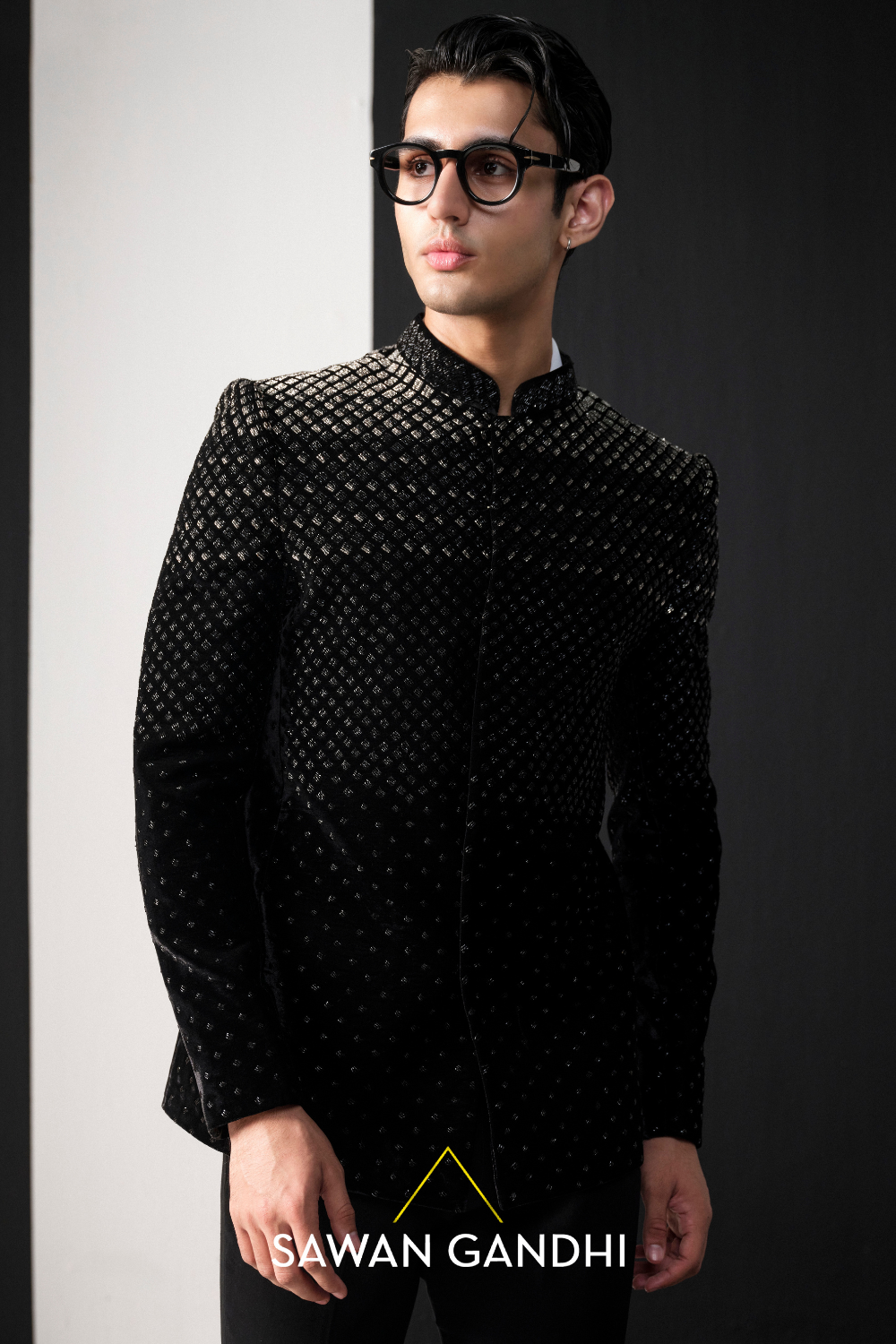 Black Ombre Bandhgala