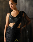 Black Ombré Drape Saree