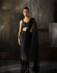 Black Ombré Drape Saree