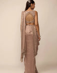 Bronze Rosé Satin Draped Saree Set