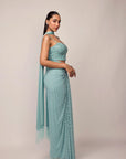 Powder Blue Single Drop Draped Skirt Set