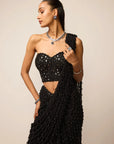 Black Single Drop Saree Set