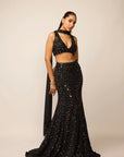 Black Fishcut Lehenga Set