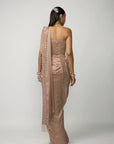 Bronze Rosé Draped Saree Set