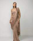 Bronze Rosé Draped Saree Set