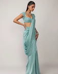 Powder Blue Draped Saree Set