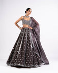 Charcoal Grey Flower Lehenga Set