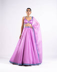 Mauve Satin Organza Lehenga Set
