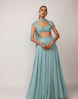 Powder Blue Geogette Skirt Set