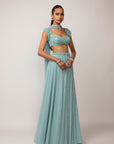 Powder Blue Geogette Skirt Set