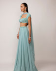Powder Blue Geogette Skirt Set