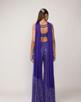 Cocktail Blue Blouse With Sharara Set
