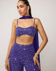 Cocktail Blue Blouse With Sharara Set