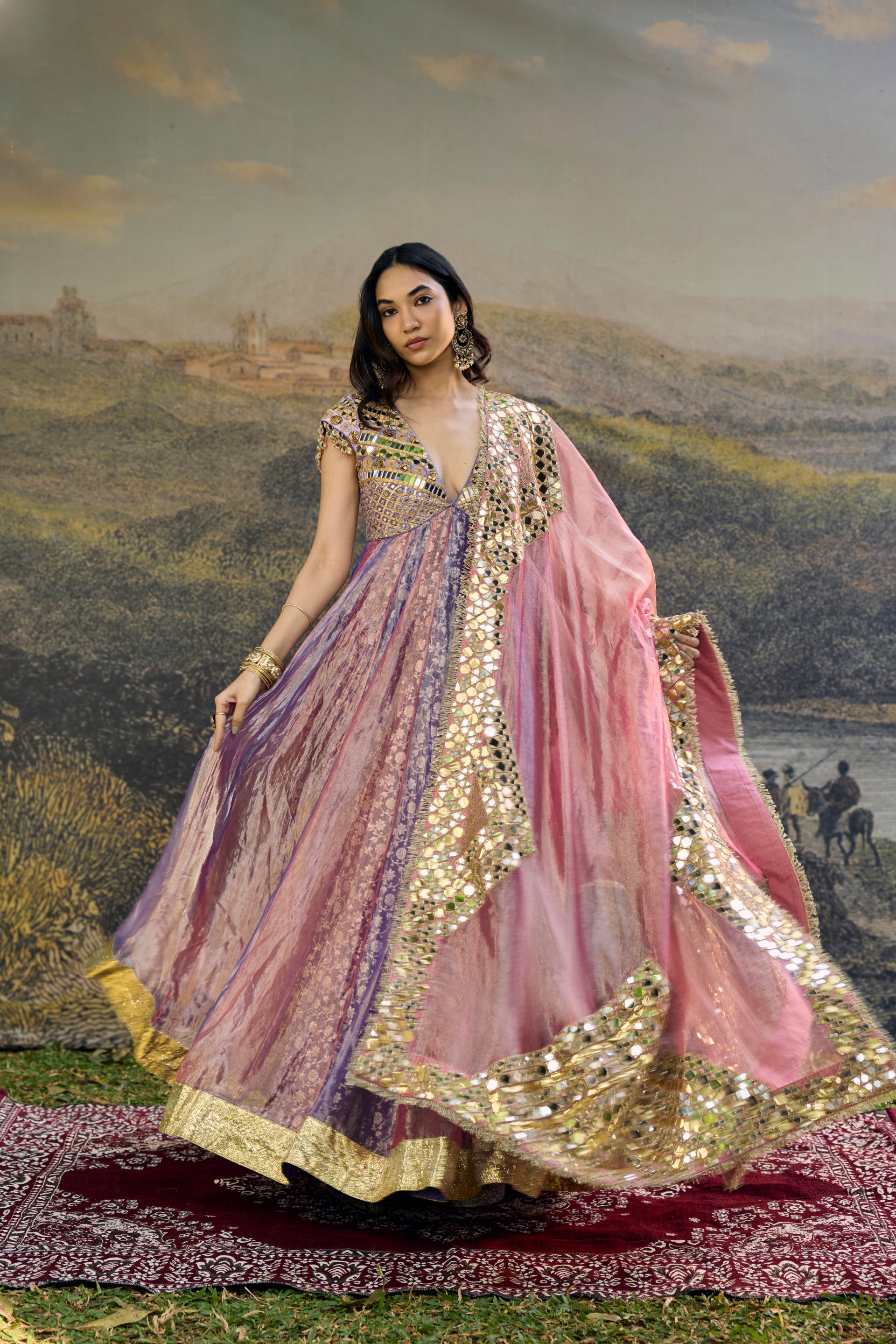 Gulrangi Mirror Anarkali Set