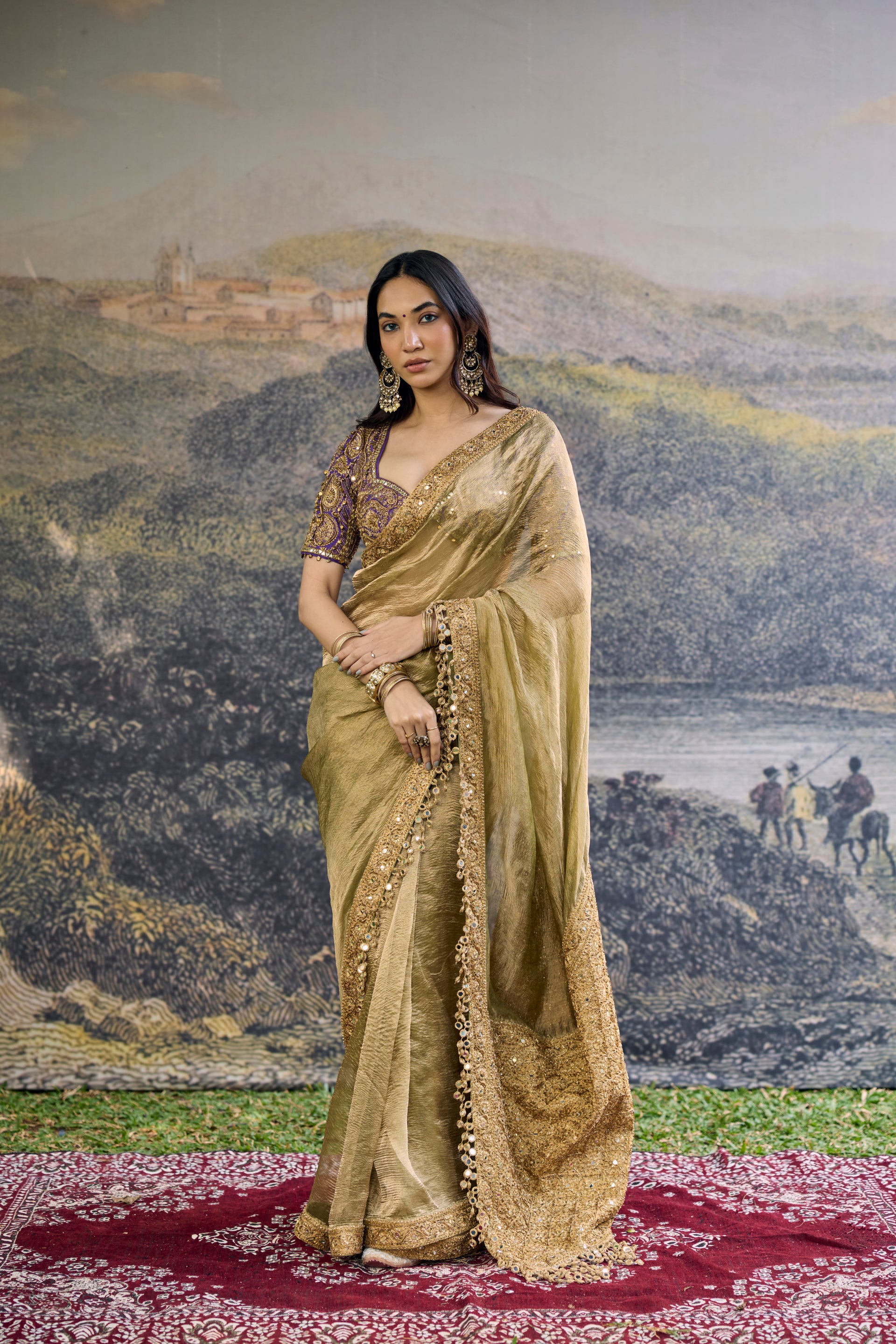 Zarvika Fusion Tissue Saree Set