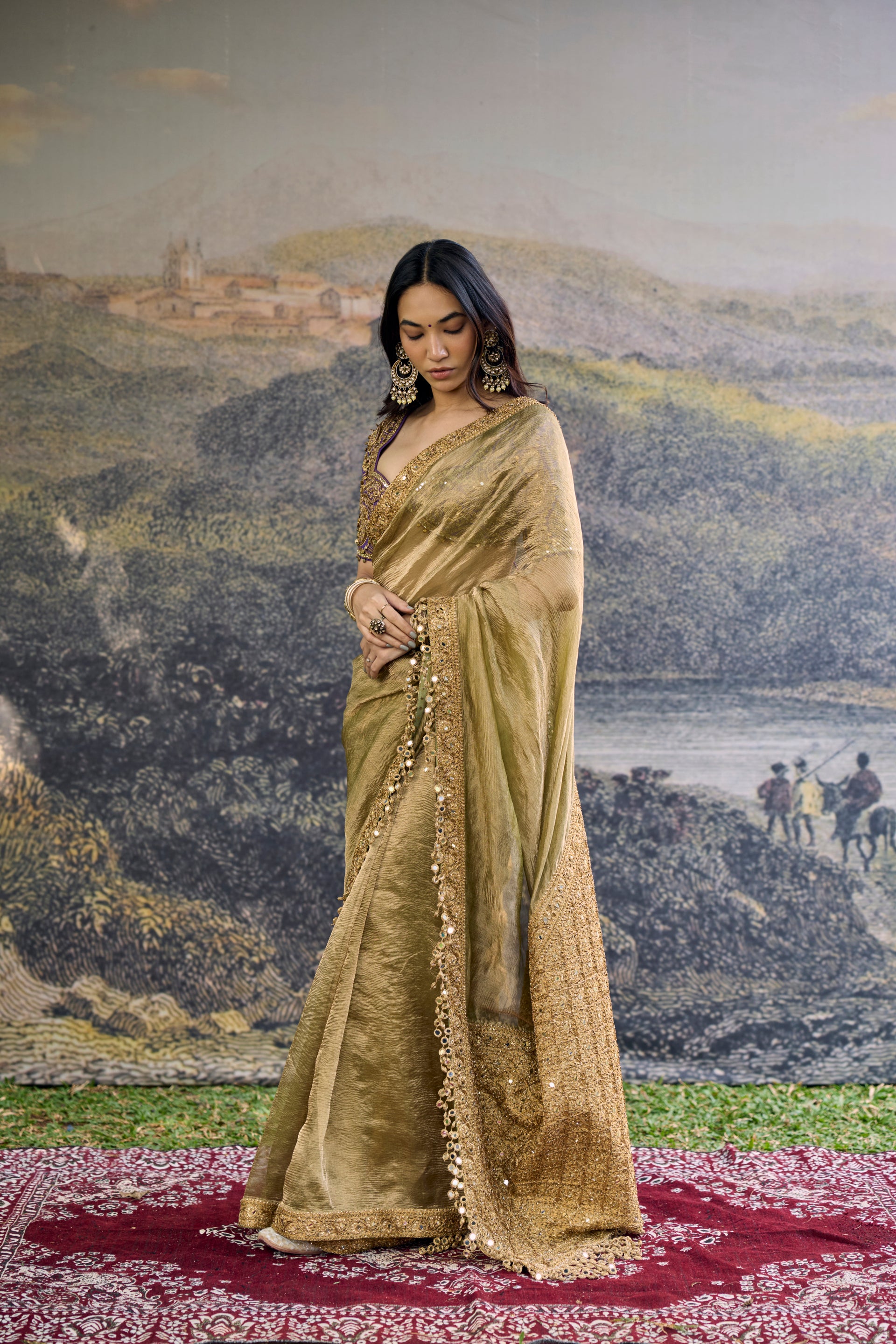 Zarvika Fusion Tissue Saree Set