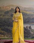 Peela Tara Organza Saree Set