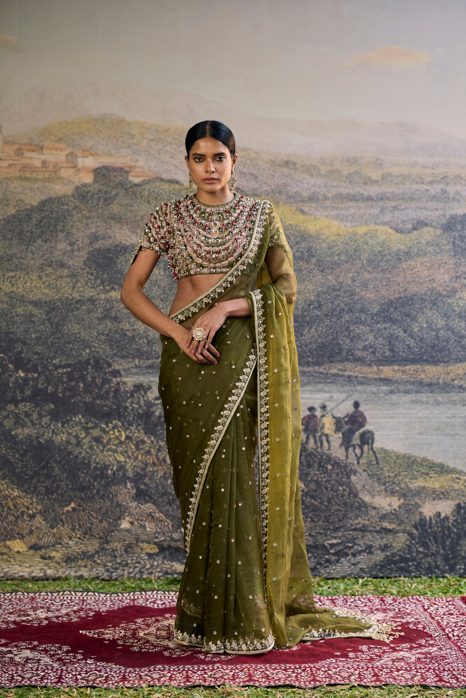 Zoya Jewel Organza Saree Set