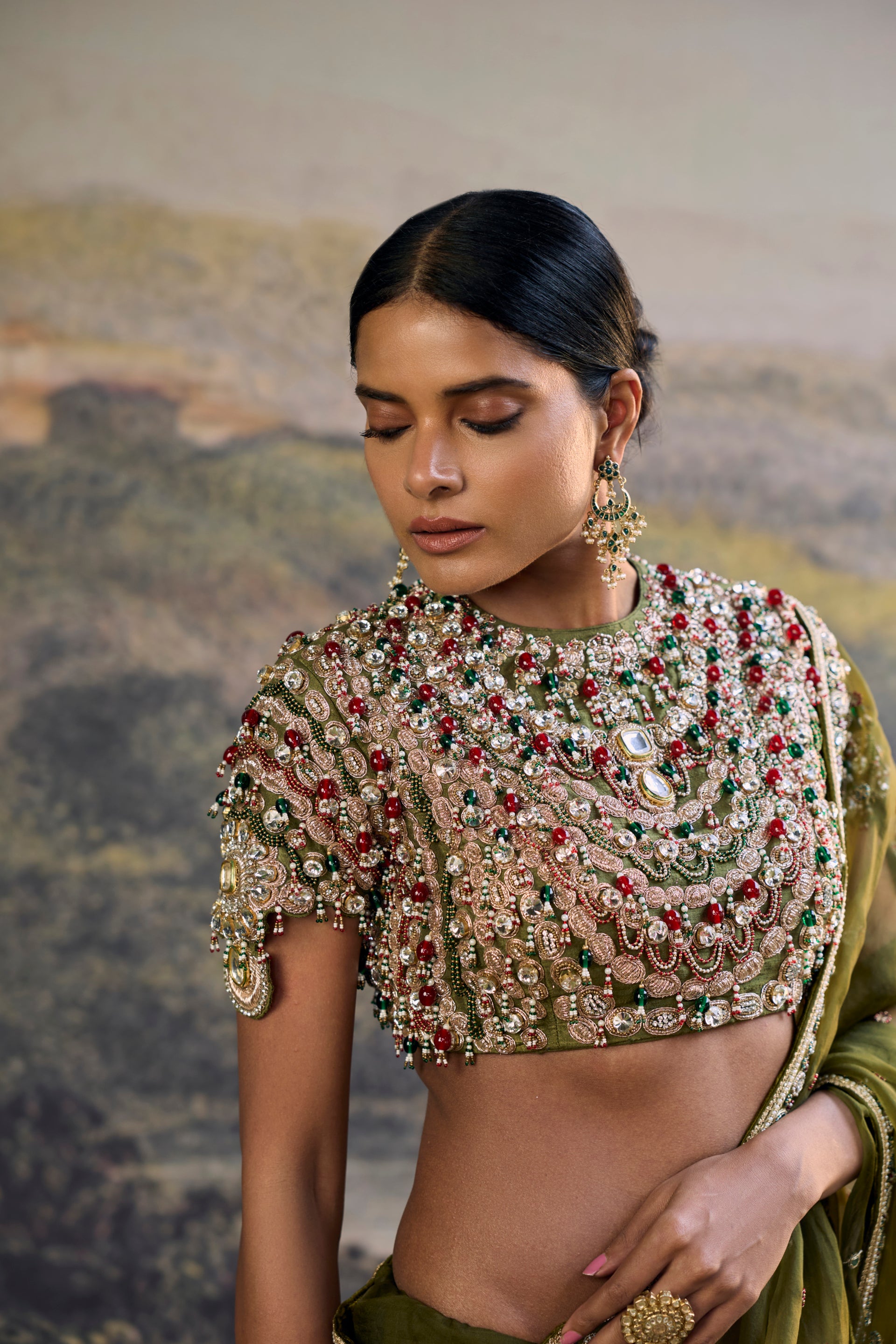 Zoya Jewel Organza Saree Set