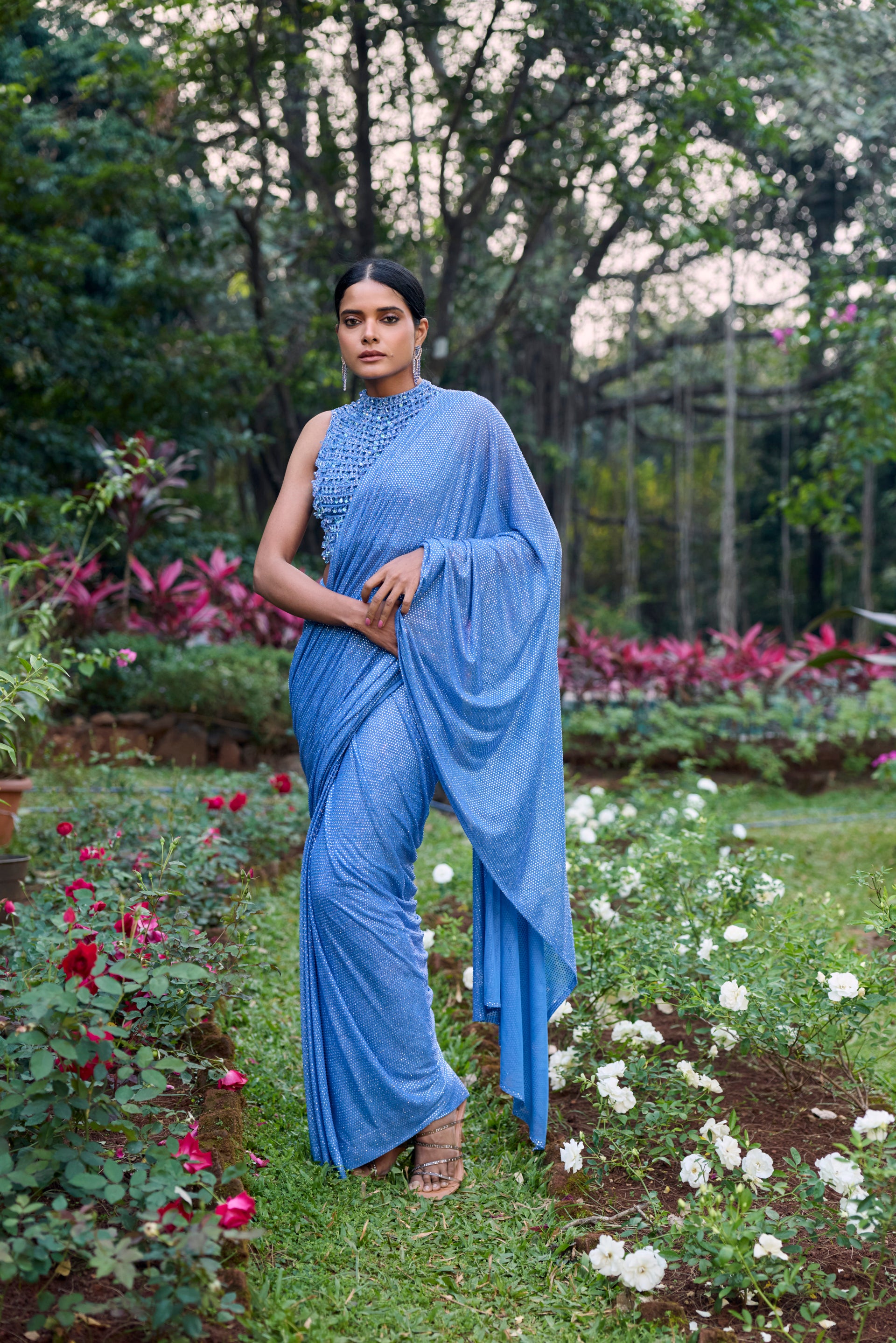 Neel Tara Crystal Saree Set