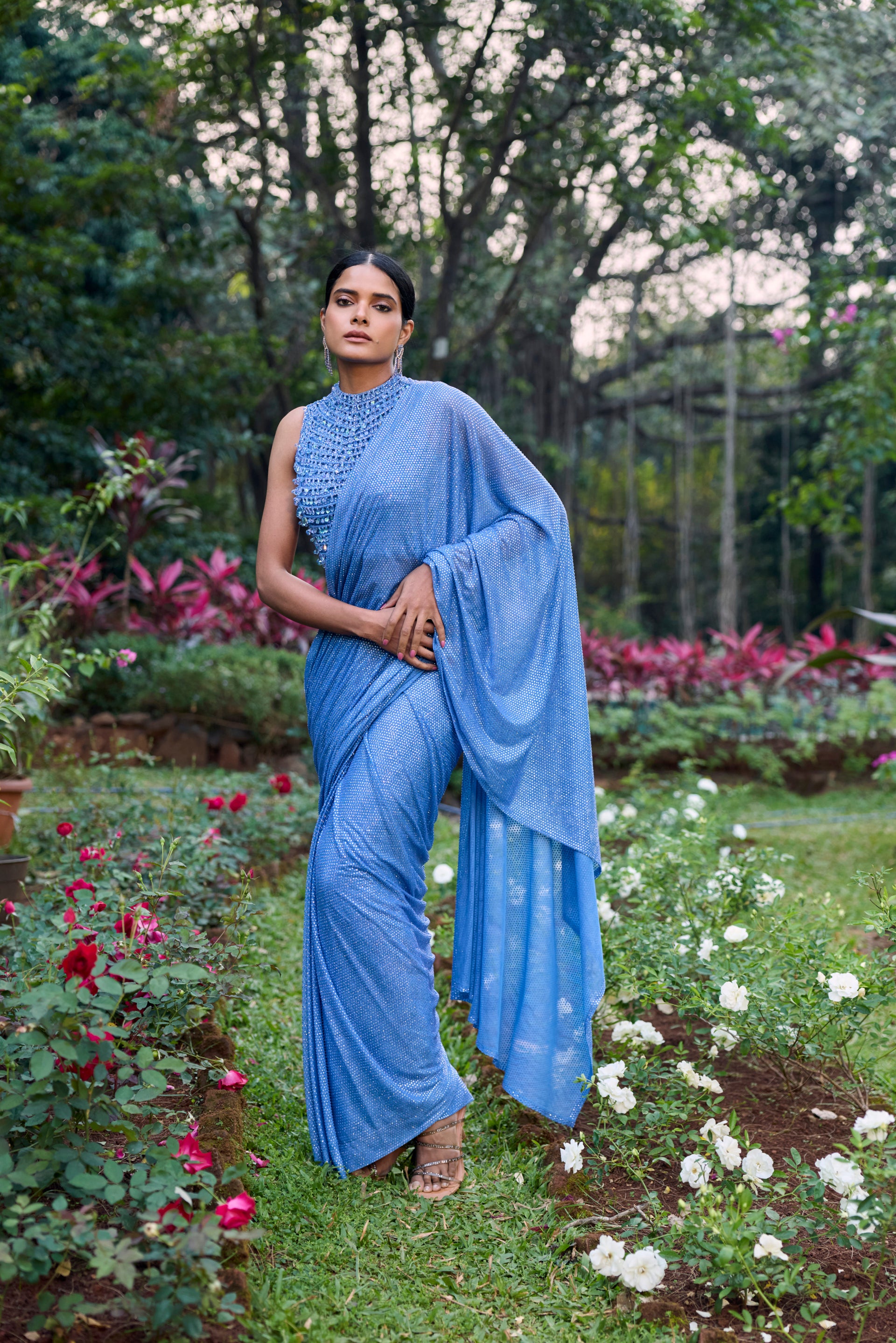Neel Tara Crystal Saree Set