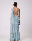 Powder Blue Multitier Saree Set