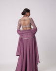 Mud Mauve Mirror Embroidered Lehenga Pants Set