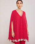 Crimson Red Asymmetrical Cape Set