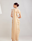 Beige Pre-Draped Saree Set