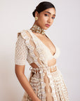 Beige Chandelier Pearl Lehenga Set