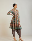 Mud Green V Neck Dhoti Kurta Set