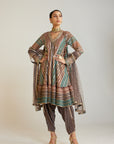 Mud Green V Neck Dhoti Kurta Set