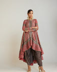 Charcoal Grey Asymmetrical Kurta Set