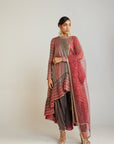Charcoal Grey Asymmetrical Kurta Set