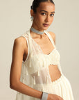 Off White Jacket Pearl And Mirror Jacket Set
