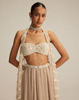 Light Beige Pearl Drop Jacket Set