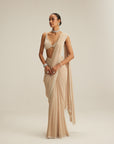 Light Beige Draped Saree Set