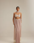 Ash Pink Pearl Scattered Draped Skirt Set