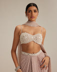 Ash Pink Pearl Scattered Draped Skirt Set