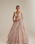 Ash Pink Pearl Drop Organza Lehenga Set