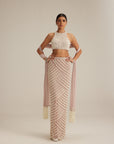 Ash Pink Pearl Drop Pencil Skirt Set