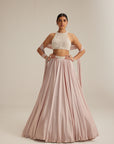 Ash Pink Satin Skirt Set