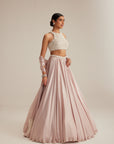 Ash Pink Satin Skirt Set