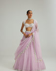 Lavender Mirror And Pearl Lehenga Set
