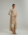Light Beige Pearl Kurta With Stole Set