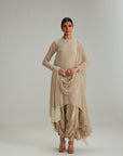 Light Beige Pearl Kurta With Stole Set
