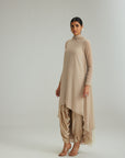 Light Beige Pearl Kurta With Stole Set