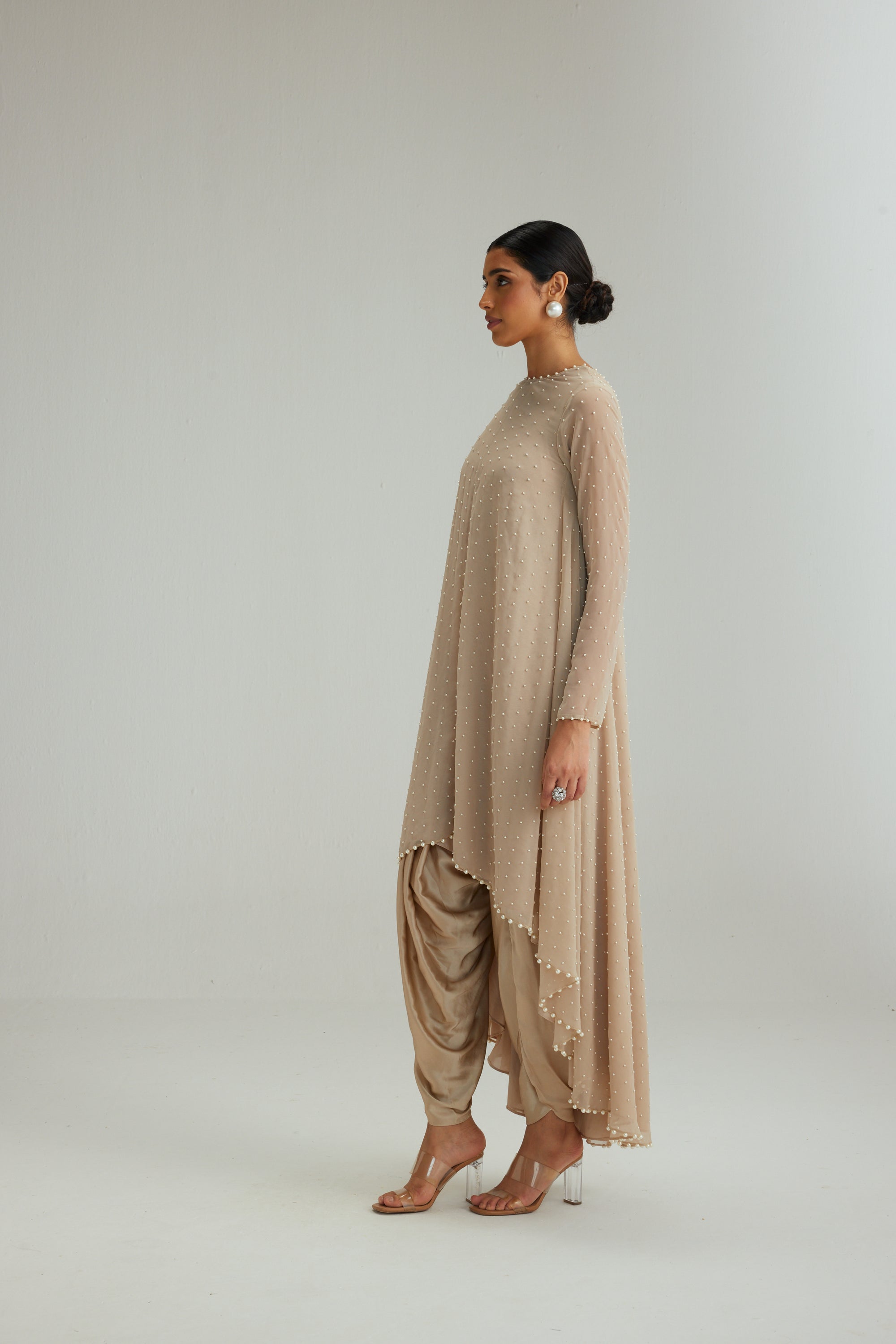 Light Beige Pearl Kurta Set
